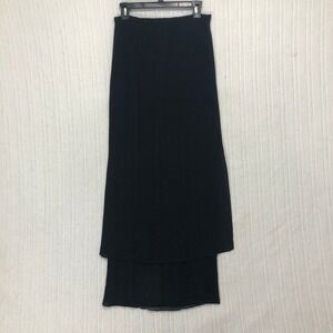 Lillie Rubin Pleated Skirt Layered Elastic Waist‎ Midi Black M